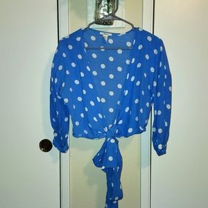 Blue polkadot blouse size S
